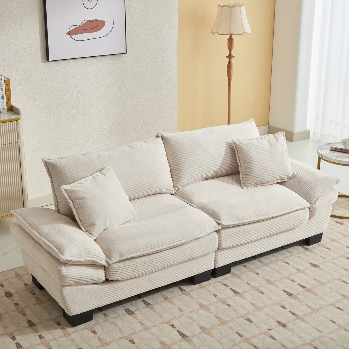 Corduroy Cloud Loveseat Couch-Living Room-Parc Decor