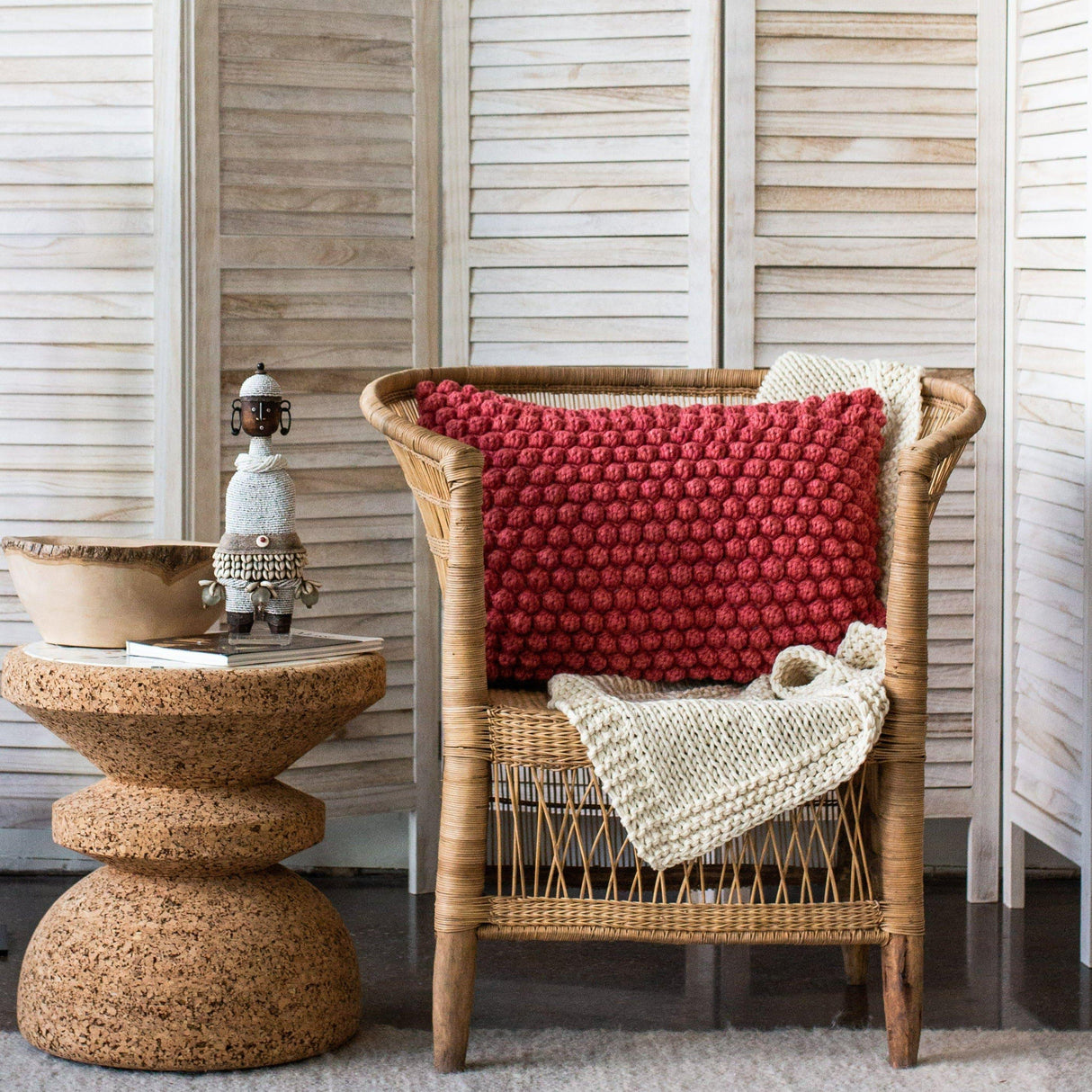 Cotton Bobbles Textured Throw Pillow-Pillows-Parc Decor