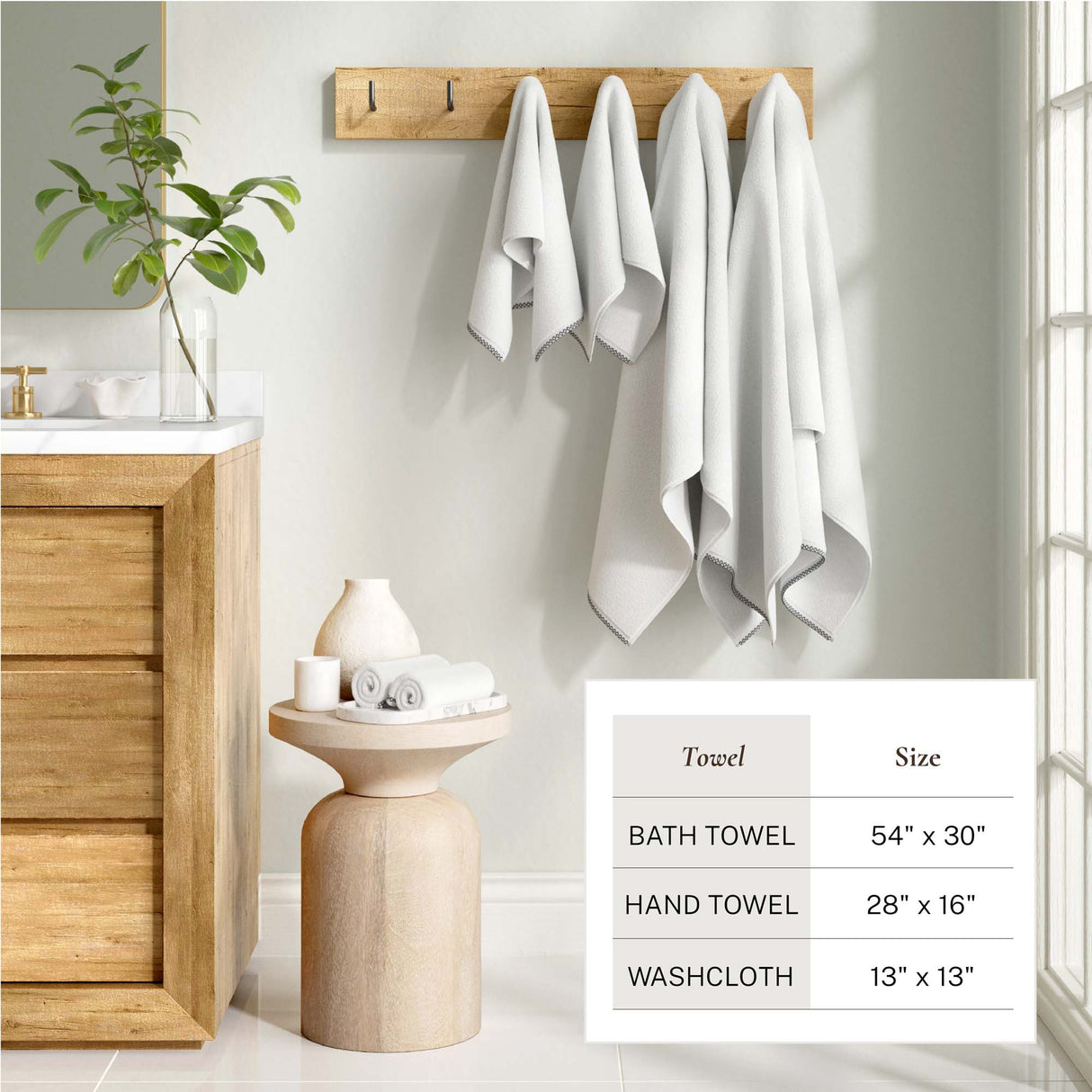 Cotton Border-Stitched 6-Piece Towel Set – Valery Collection-Bath Towels & Washcloths-Parc Decor