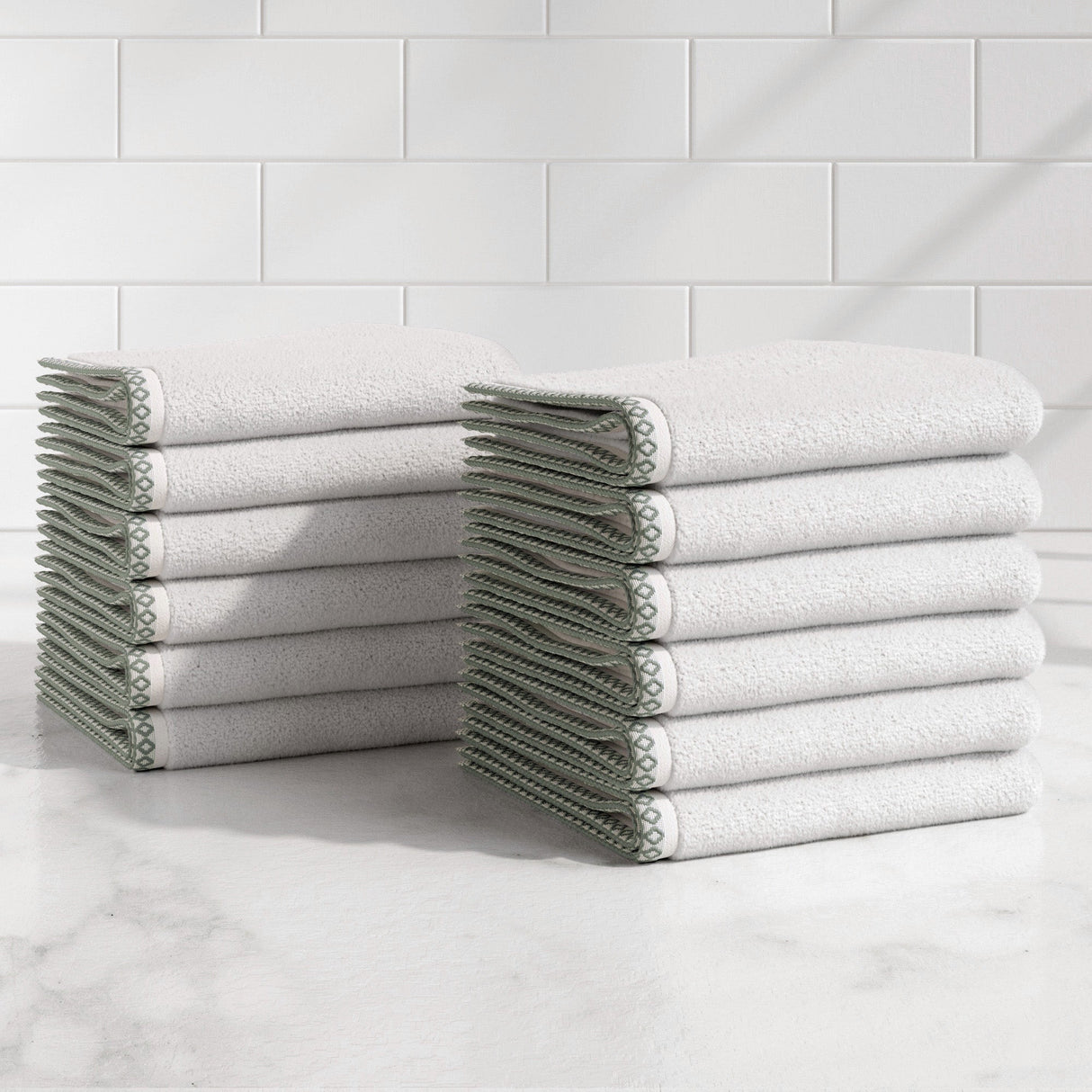 Cotton Border-Stitched 6-Piece Towel Set – Valery Collection-Bath Towels & Washcloths-Parc Decor