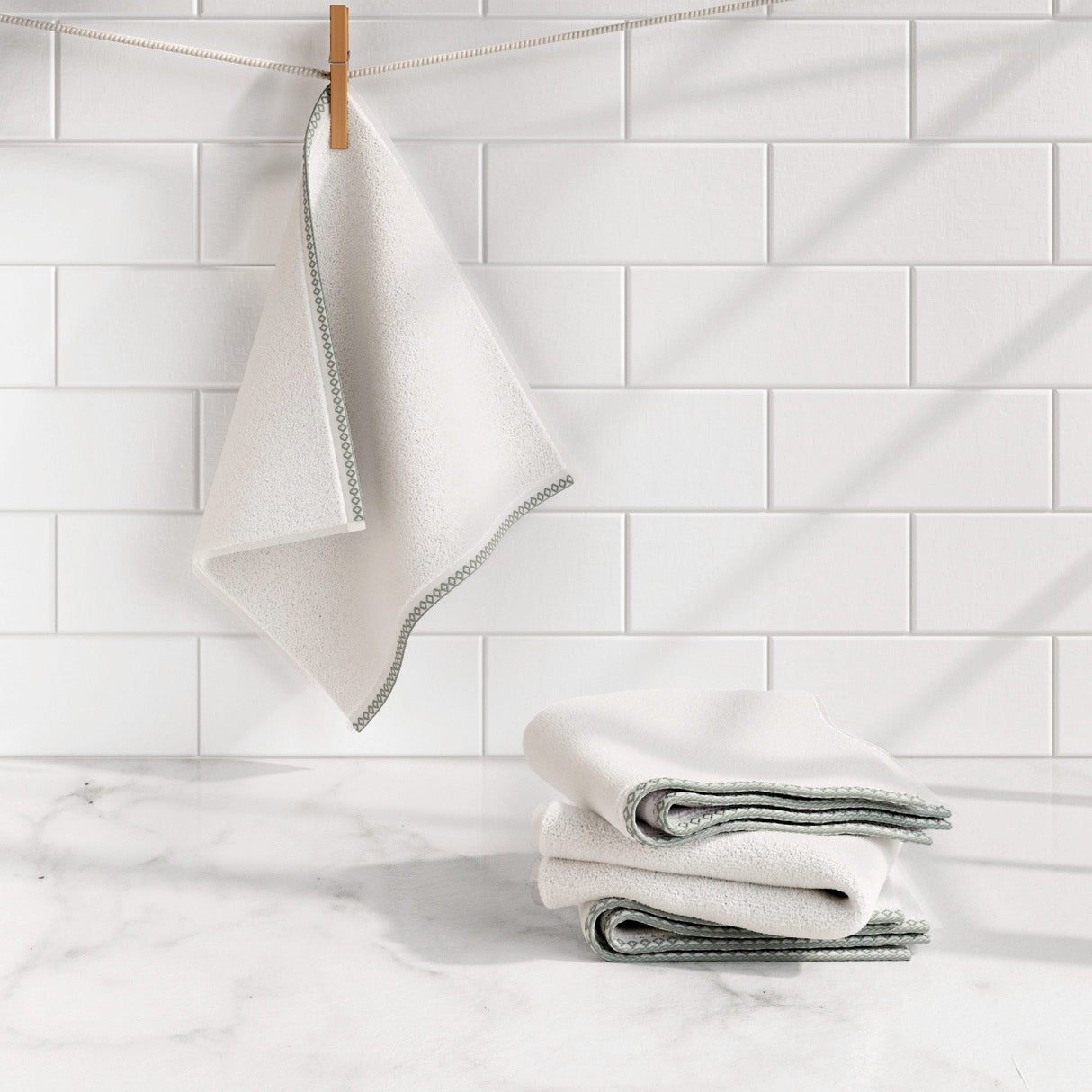 Cotton Border-Stitched 6-Piece Towel Set – Valery Collection-Bath Towels & Washcloths-Parc Decor