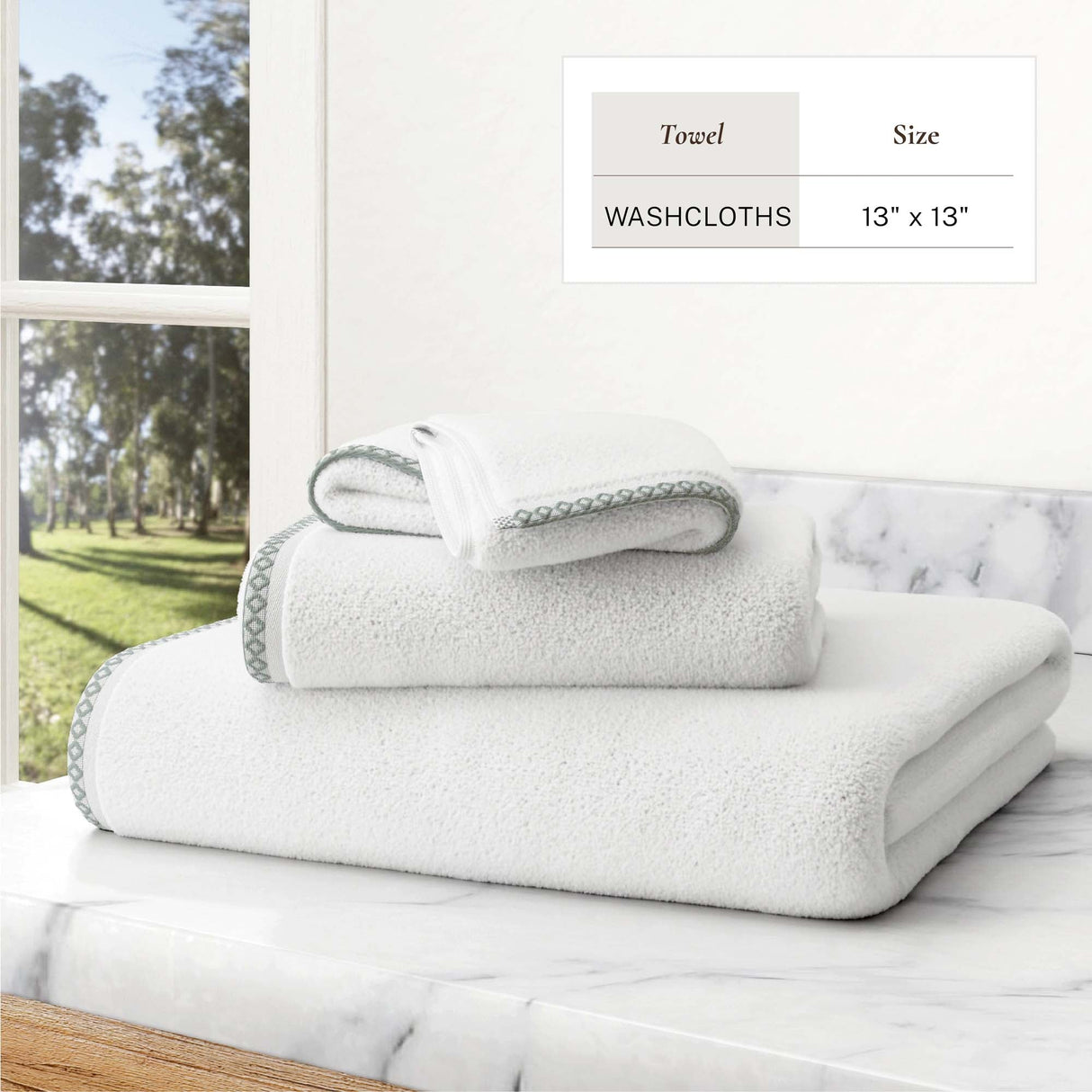 Cotton Border-Stitched 6-Piece Towel Set – Valery Collection-Bath Towels & Washcloths-Parc Decor