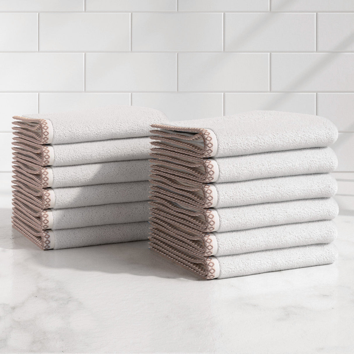 Cotton Border-Stitched 6-Piece Towel Set – Valery Collection-Bath Towels & Washcloths-Parc Decor