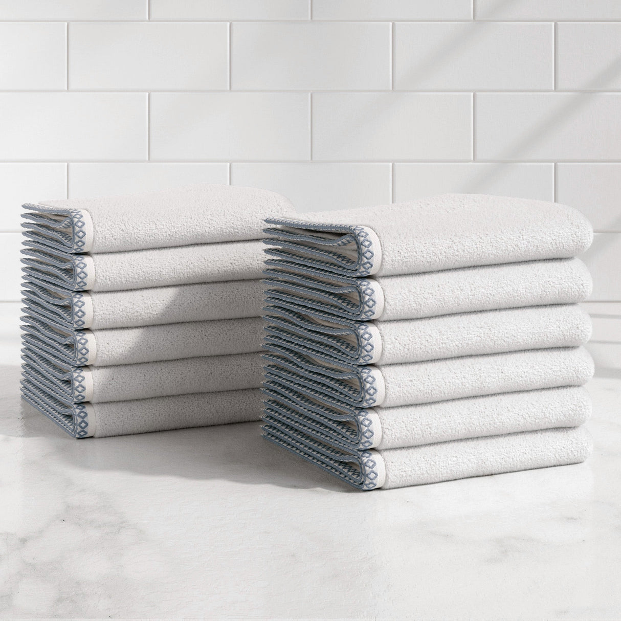 Cotton Border-Stitched 6-Piece Towel Set – Valery Collection-Bath Towels & Washcloths-Parc Decor
