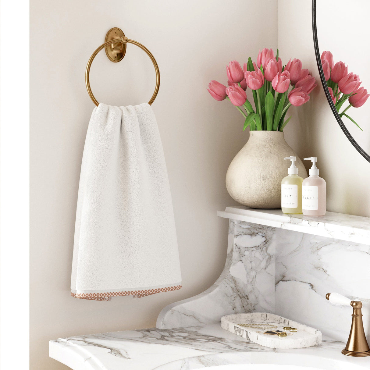 Cotton Border-Stitched 6-Piece Towel Set – Valery Collection-Bath Towels & Washcloths-Parc Decor