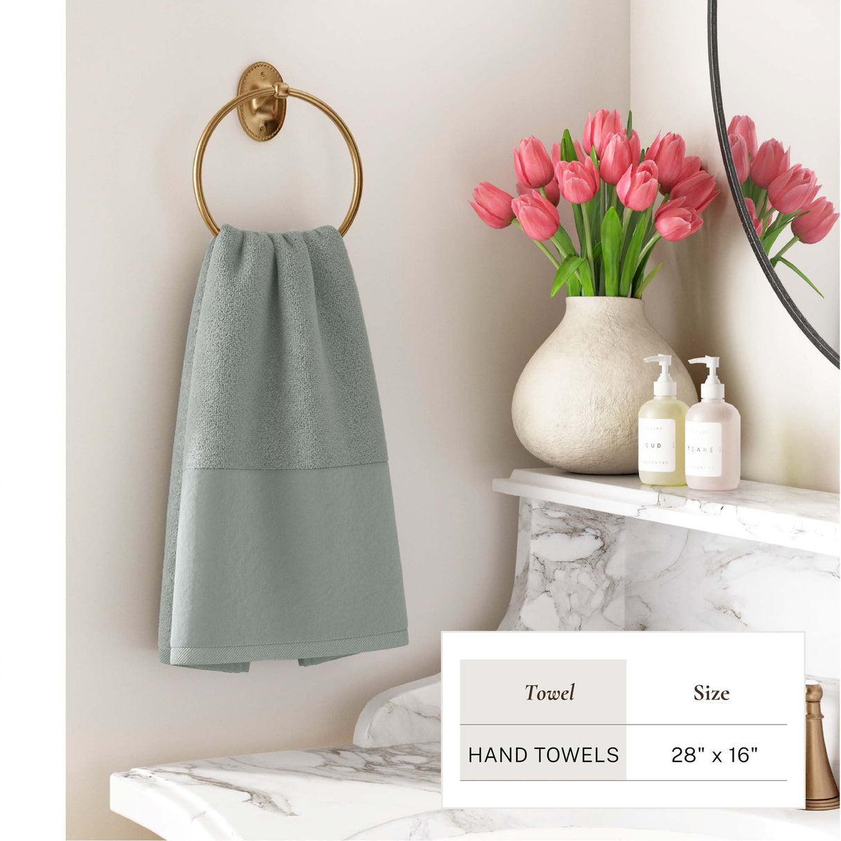 Cotton Linen-Like Border 6-Piece Towel Set – Priya Collection-Bath Towels & Washcloths-Parc Decor