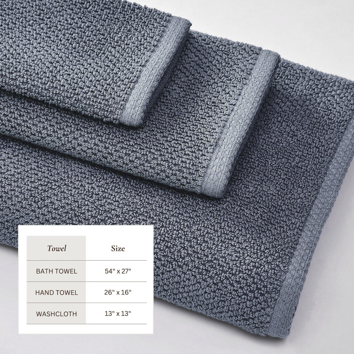 Cotton Textured Bath Towel Set – Acacia Collection-Bath Towels & Washcloths-Parc Decor