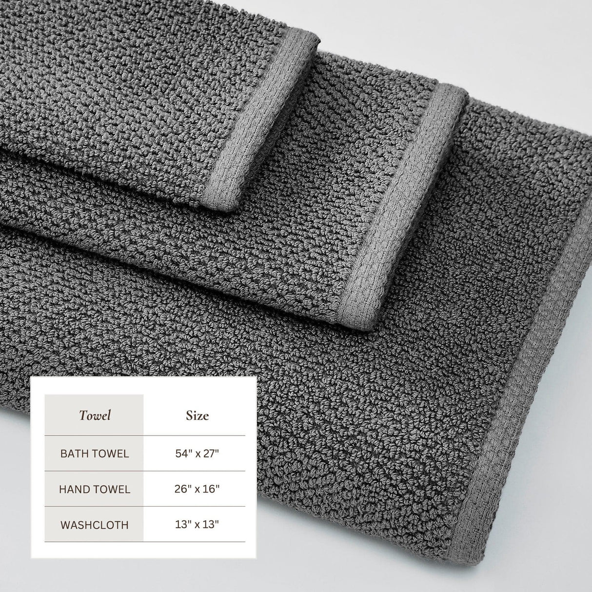 Cotton Textured Bath Towel Set – Acacia Collection-Bath Towels & Washcloths-Parc Decor