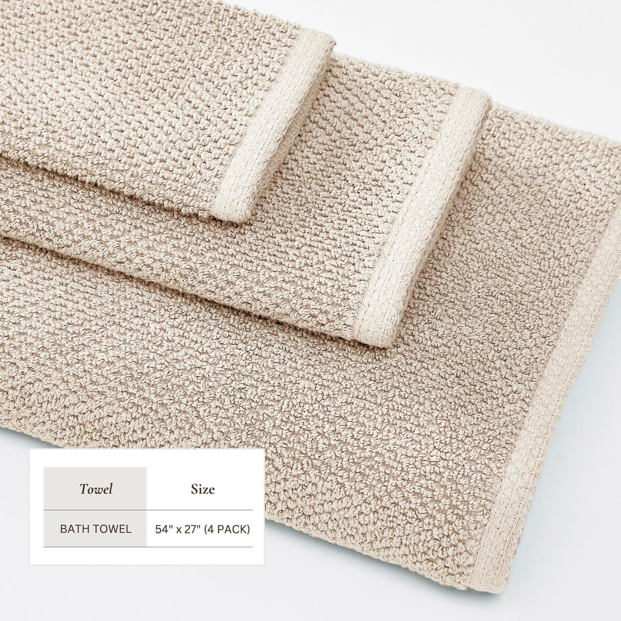 Cotton Textured Bath Towel Set – Acacia Collection-Bath Towels & Washcloths-Parc Decor