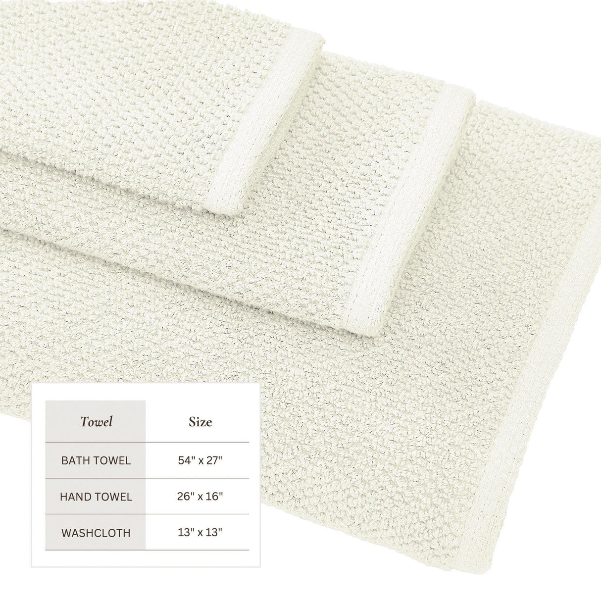 Cotton Textured Bath Towel Set – Acacia Collection-Bath Towels & Washcloths-Parc Decor