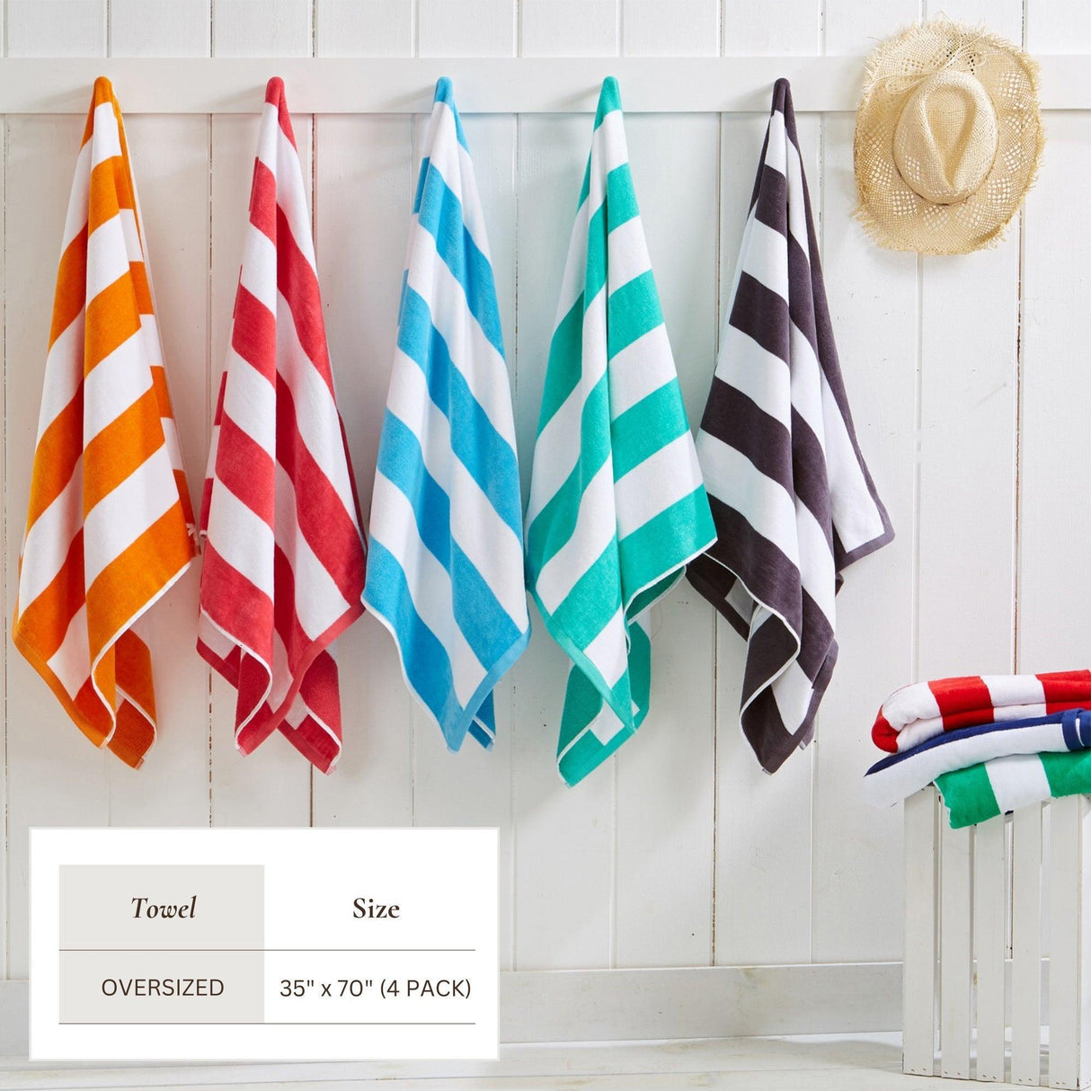 Cotton Velour Cabana Stripe Beach Towel - Novia Collection.