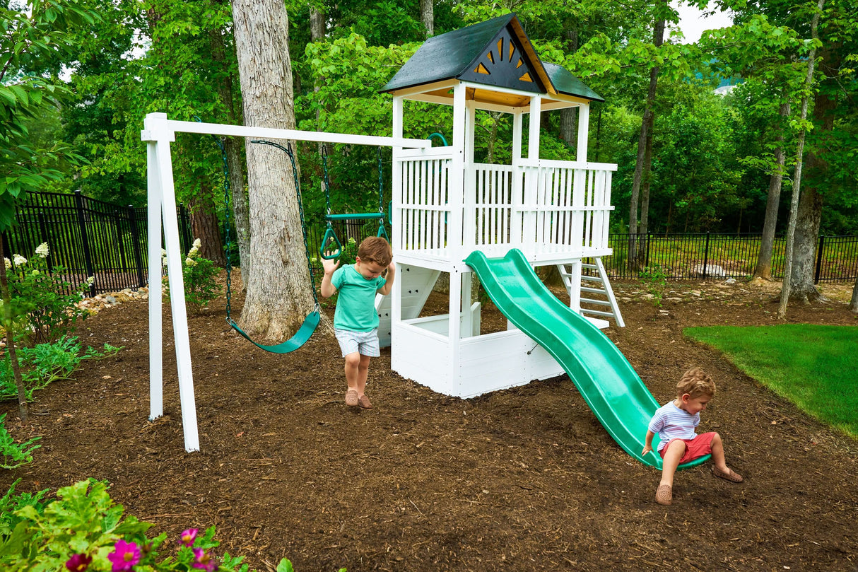 Craftsman Modern Outdoor Swing Set | Wooden Backyard Swing Frame for Kids-Outdoor-Parc Decor