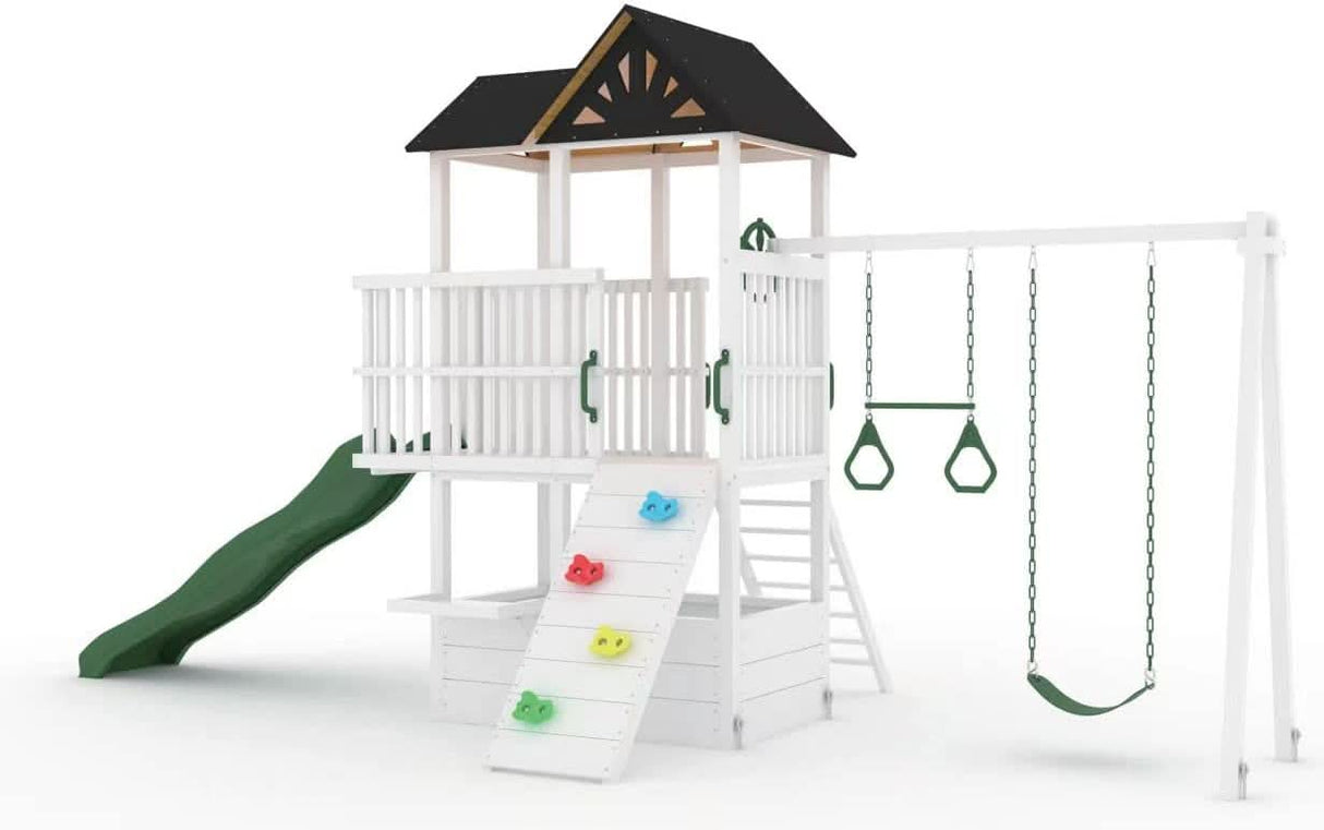 Craftsman Modern Outdoor Swing Set | Wooden Backyard Swing Frame for Kids-Outdoor-Parc Decor
