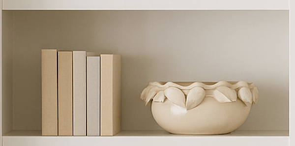 Cream Stoneware Bowl with Lemons – Decorative Accent-Bowls and Trays-Parc Decor