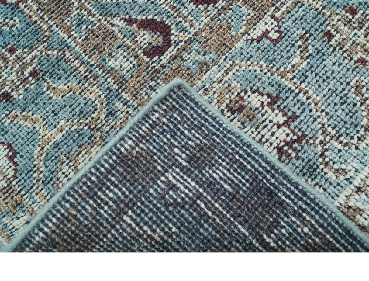 Crown Custom Made Traditional Design Blue Hand Knotted Wool Rug