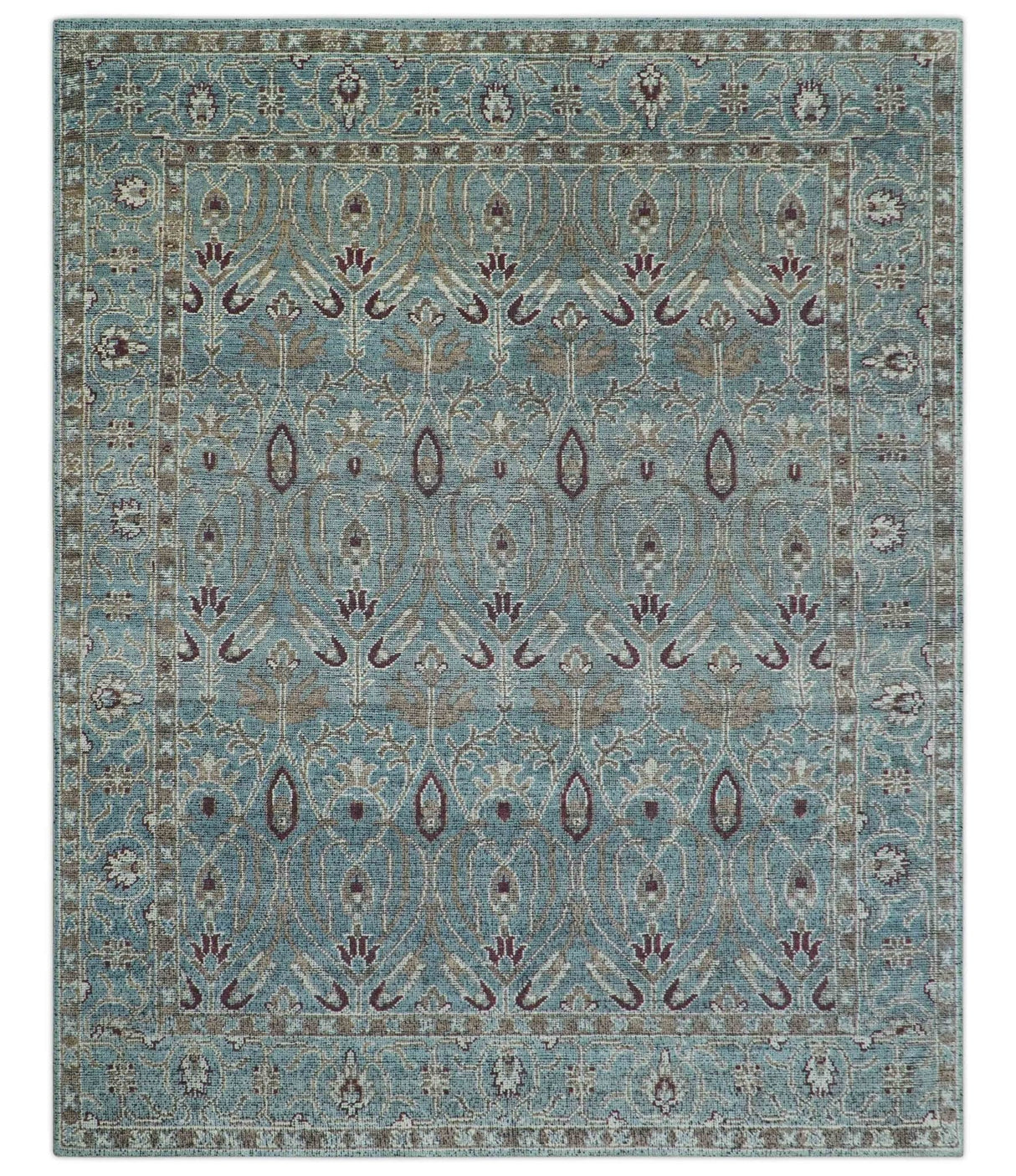 Crown Custom Made Traditional Design Blue Hand Knotted Wool Rug