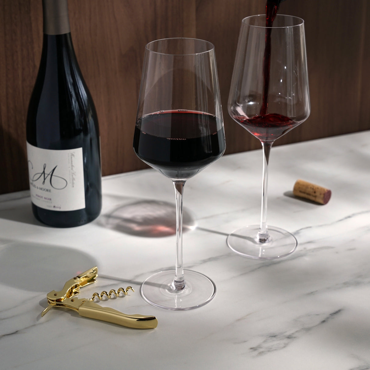 Crystal Bordeaux Glasses & Gold Corkscrew Gift Box Set-product_type::wine_glass_sets-Parc Decor