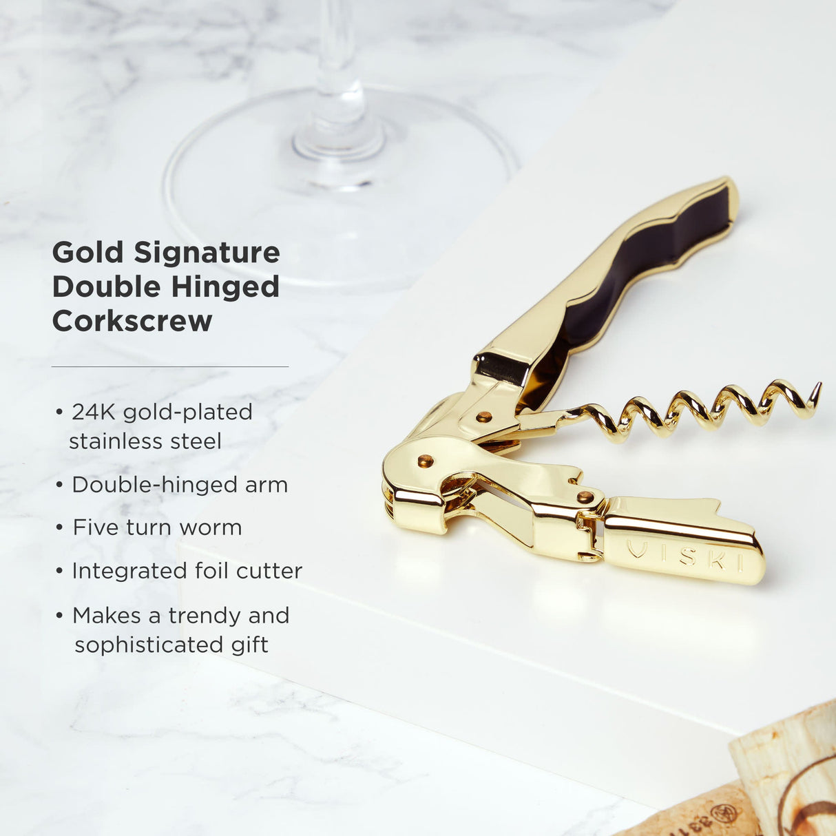 Crystal Bordeaux Glasses & Gold Corkscrew Gift Box Set-product_type::wine_glass_sets-Parc Decor