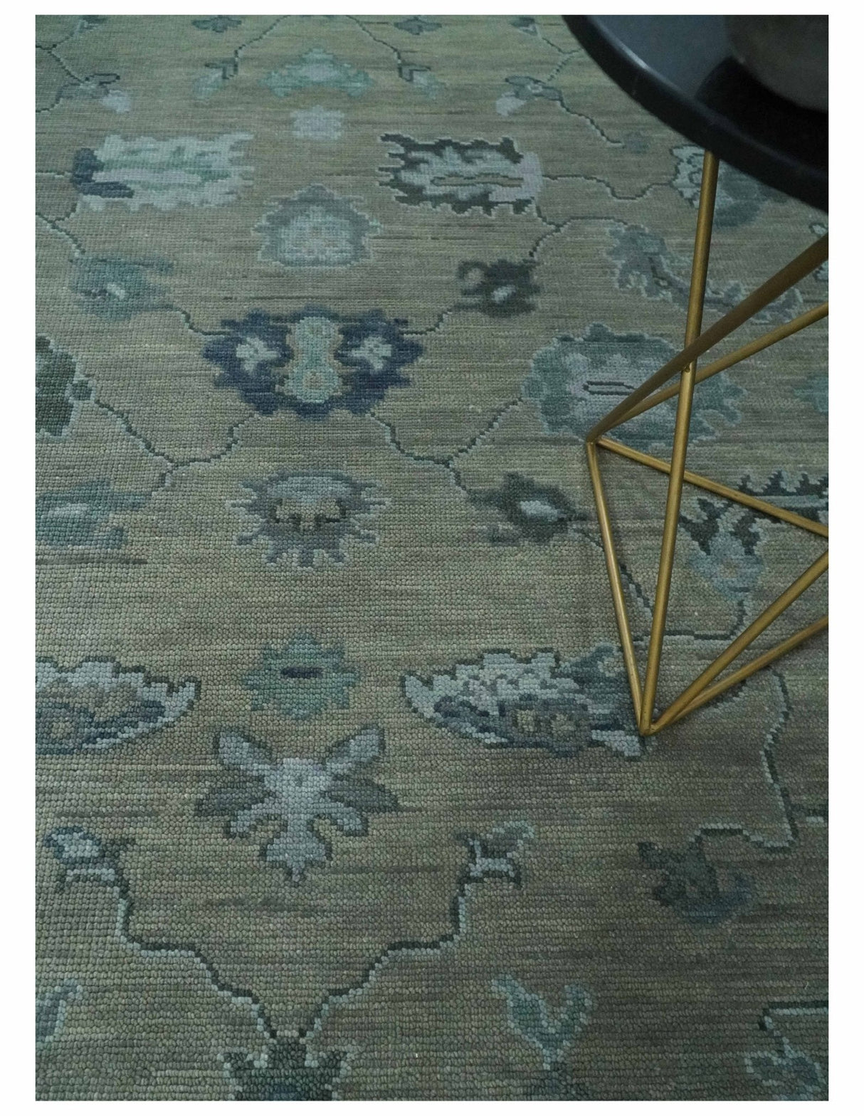 Custom Made Antique look Gray, Charcoal and silver Oriental Oushak wool Area Rug