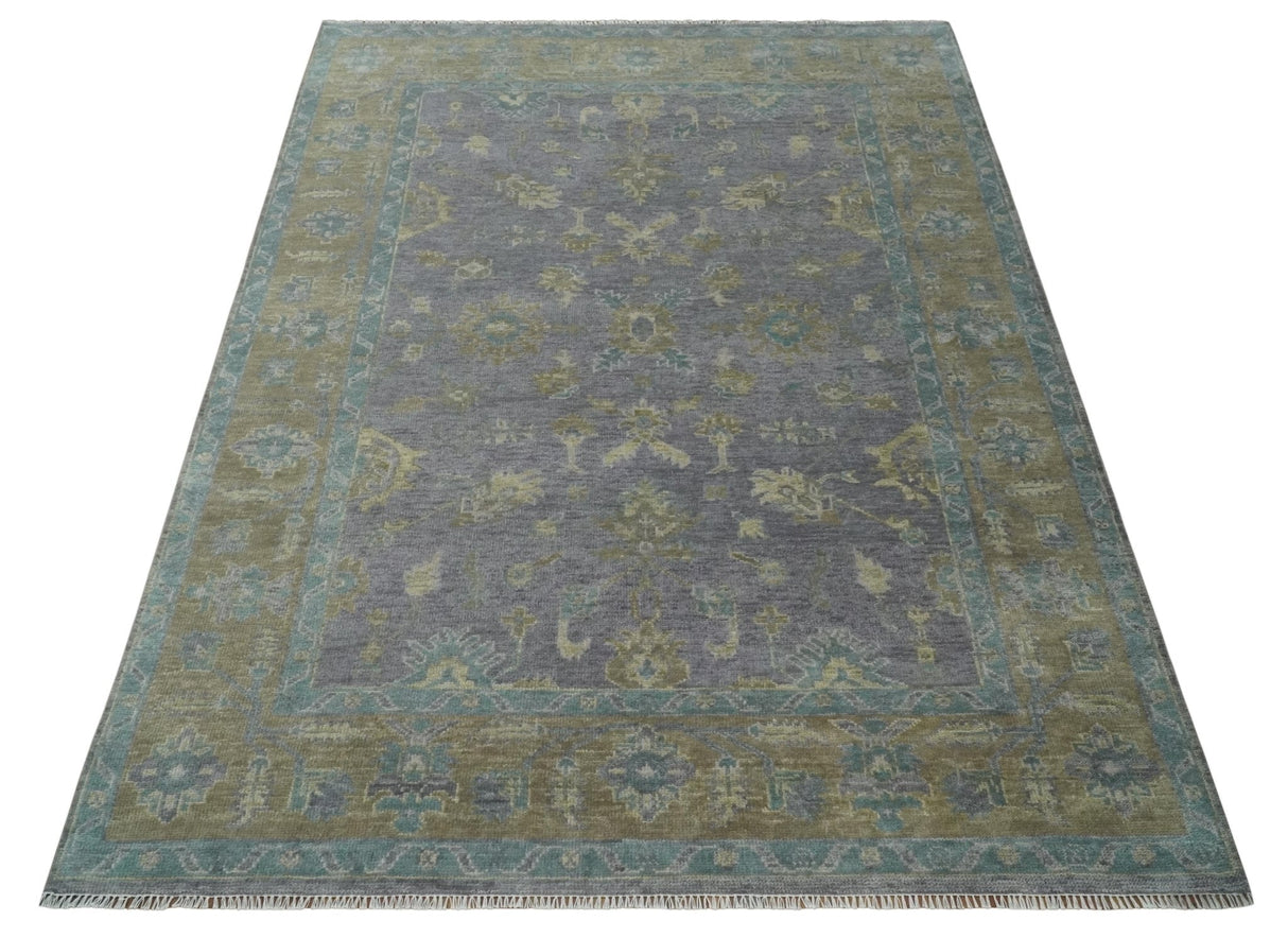 Custom Made Antique look Plum and Brown Hand Knotted Traditional Oushak Wool Area Rug