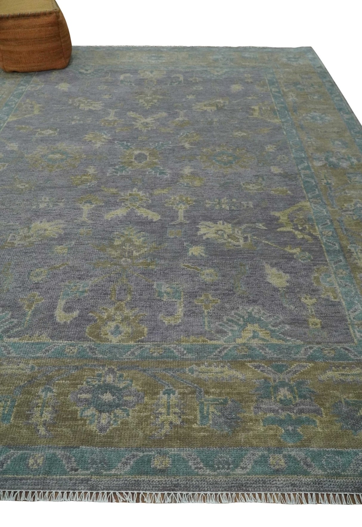 Custom Made Antique look Plum and Brown Hand Knotted Traditional Oushak Wool Area Rug