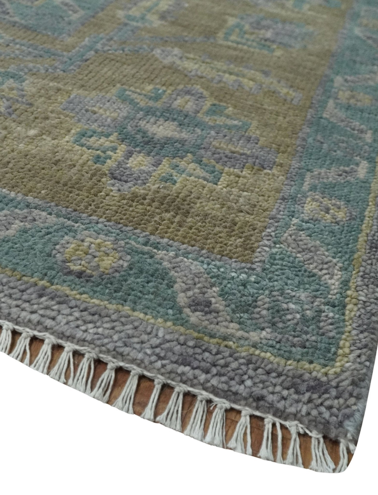 Custom Made Antique look Plum and Brown Hand Knotted Traditional Oushak Wool Area Rug