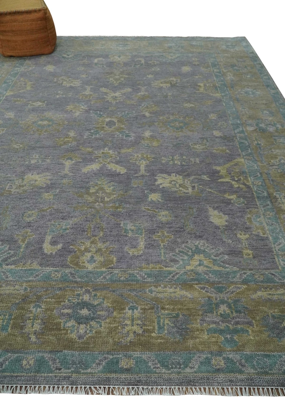 Custom Made Antique look Plum and Brown Hand Knotted Traditional Oushak Wool Area Rug