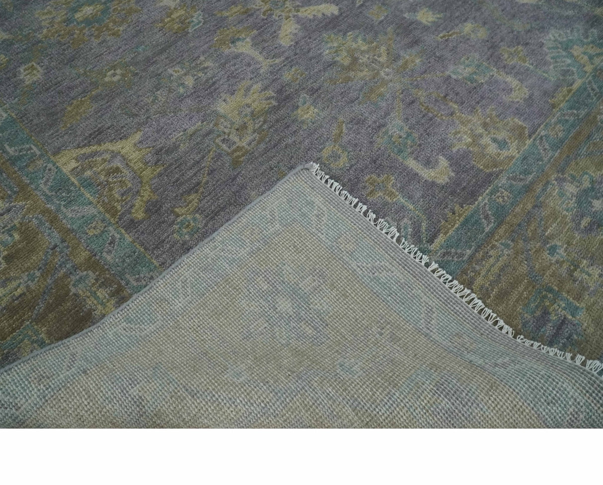 Custom Made Antique look Plum and Brown Hand Knotted Traditional Oushak Wool Area Rug