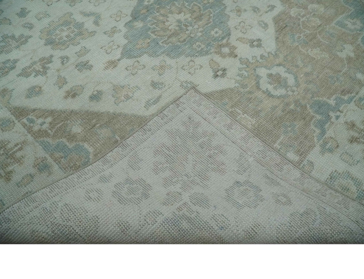 Custom Made Antique Style Neutral Ivory and Camel Custom Made wool Area Rug