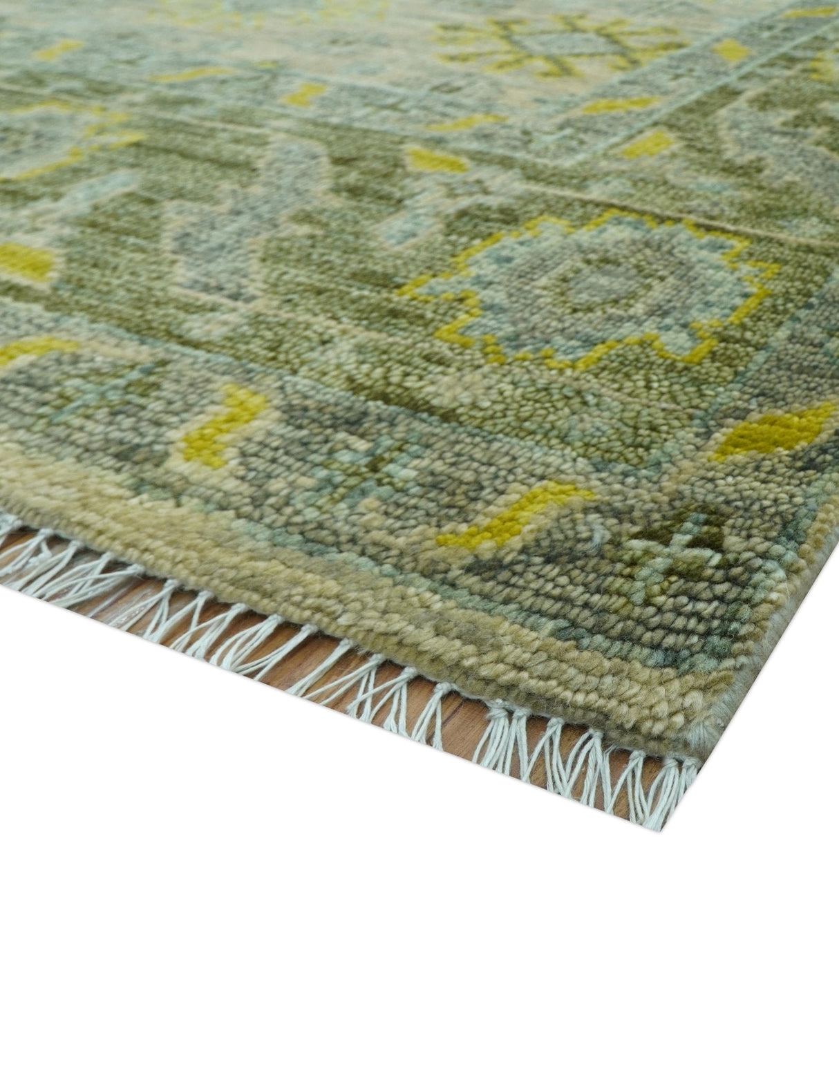 Custom Made Beige And Gray Traditional Hand Knotted wool area rug