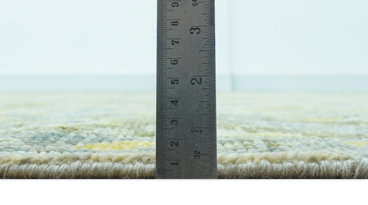 Custom Made Beige And Gray Traditional Hand Knotted wool area rug