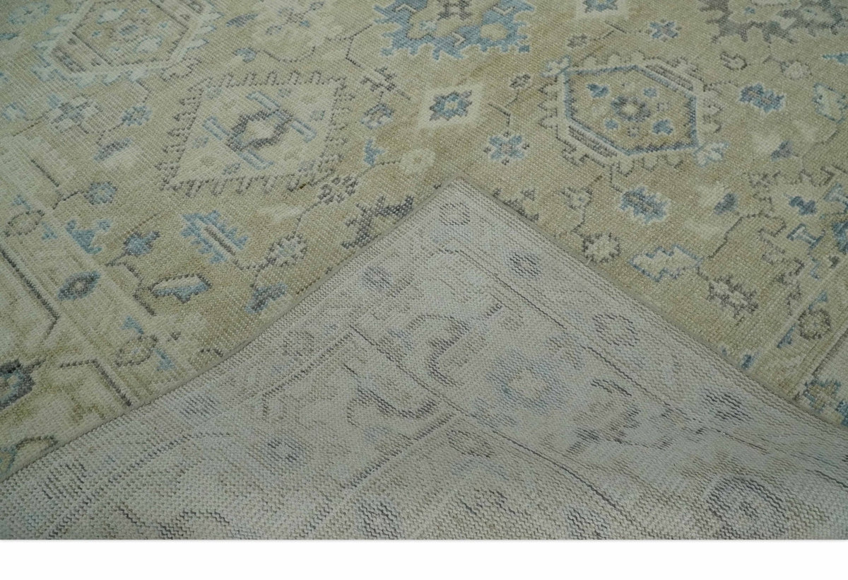 Custom Made Beige and Ivory Hand knotted Traditional Oushak wool Area Rug