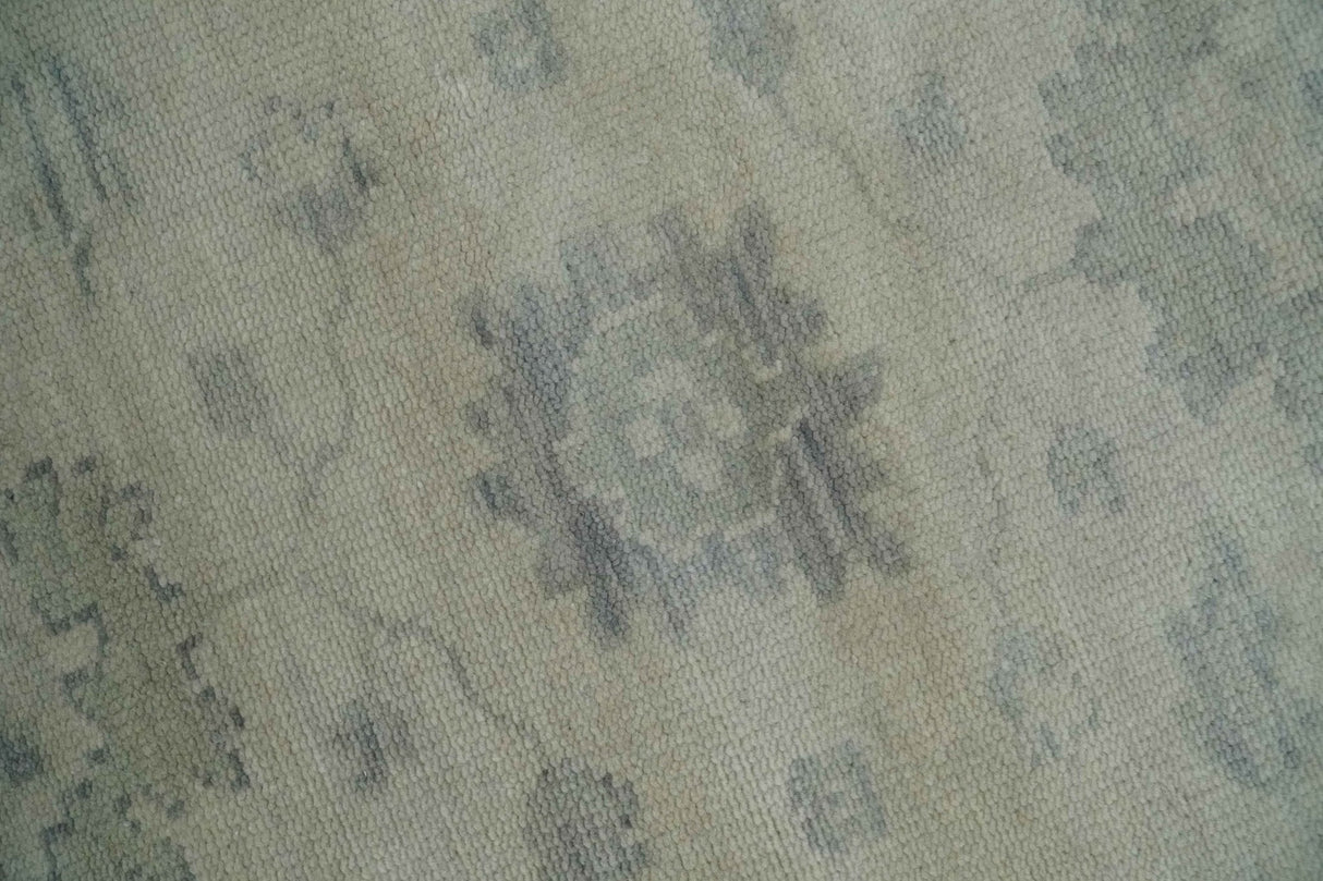 Custom Made Beige and Light Green Hand knotted Traditional Oushak wool Area Rug