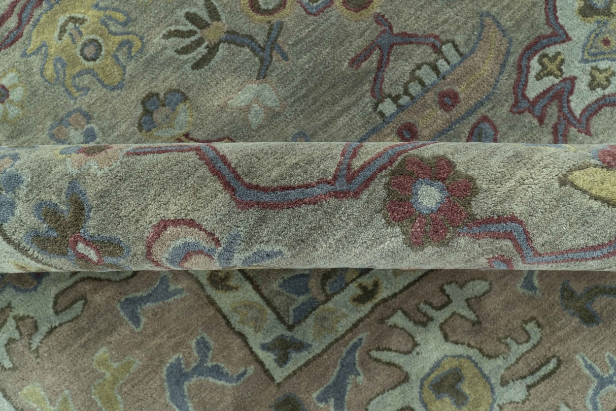 Custom Made Beige and peac Traditional Oushak Design Hand Tufted Wool Rug