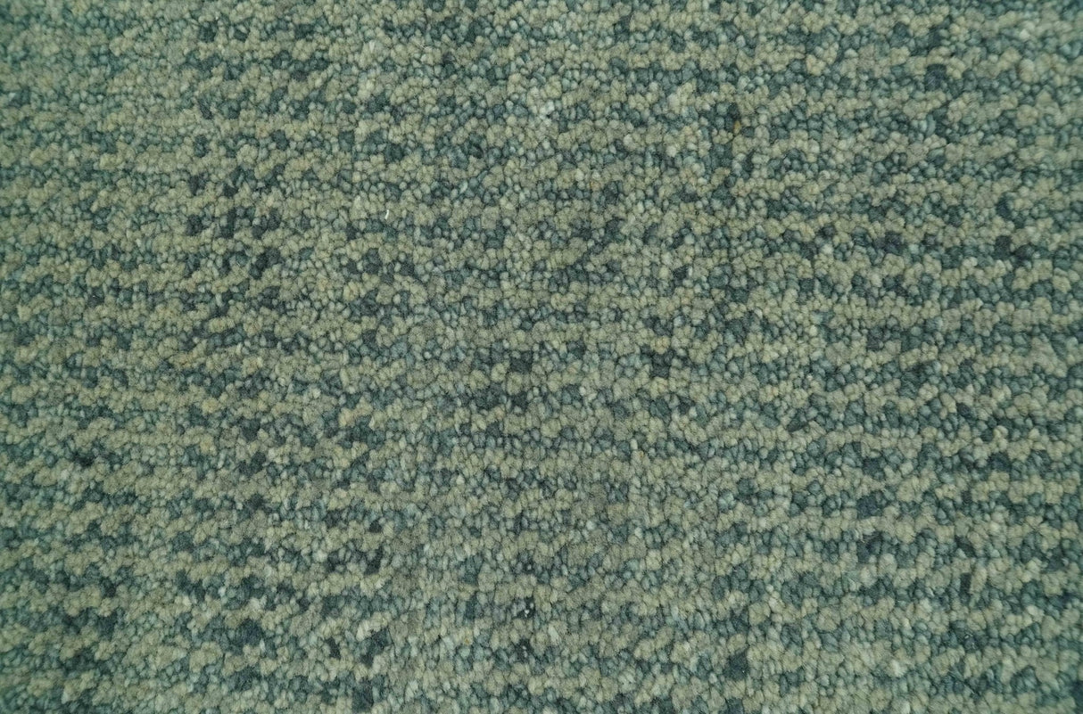 Custom Made Beige and Shades of Blue Stripes Design Contemporary wool area Rug
