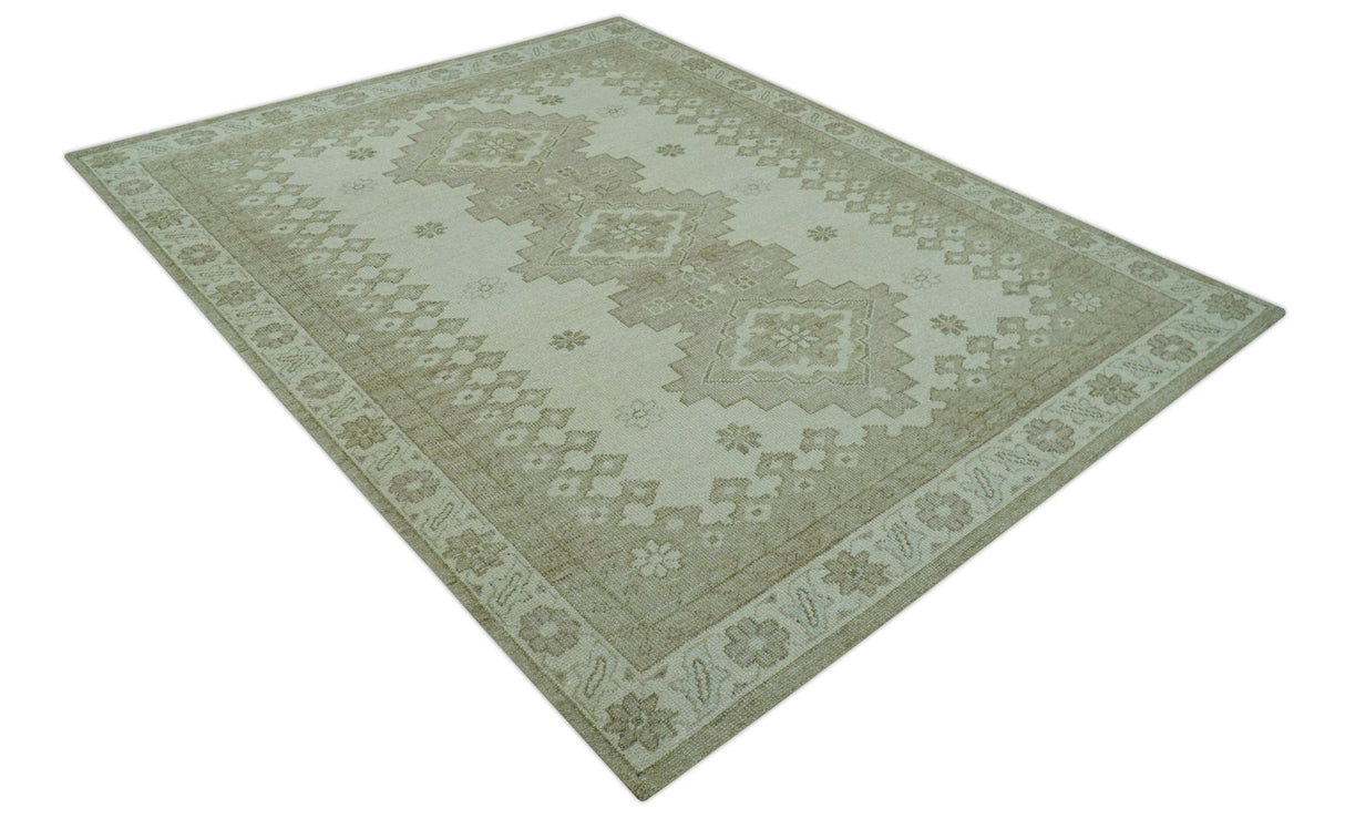 Custom Made Beige Traditional Turkish Design Hand knotted Wool Area Rug