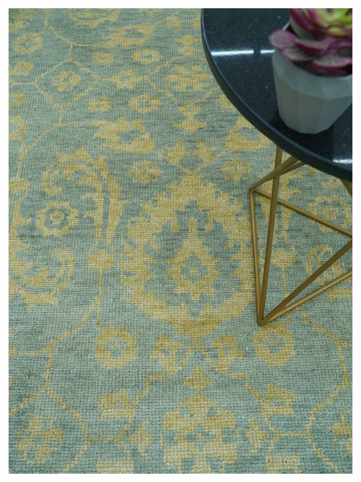 Custom Made Blue And Beige Traditional Floral Hand Knotted Wool Rug