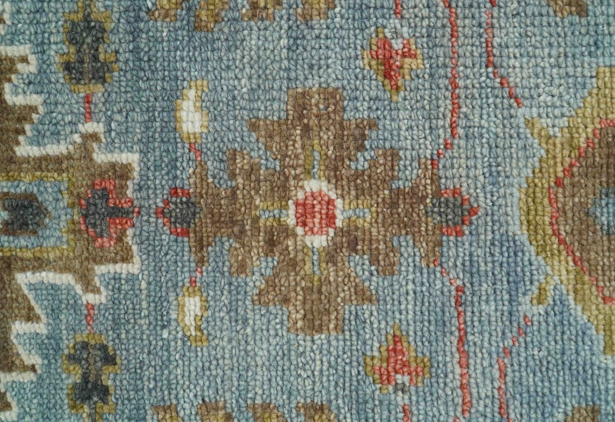 Custom Made Blue And Beige Traditional Hand Knotted Wool Area Rug