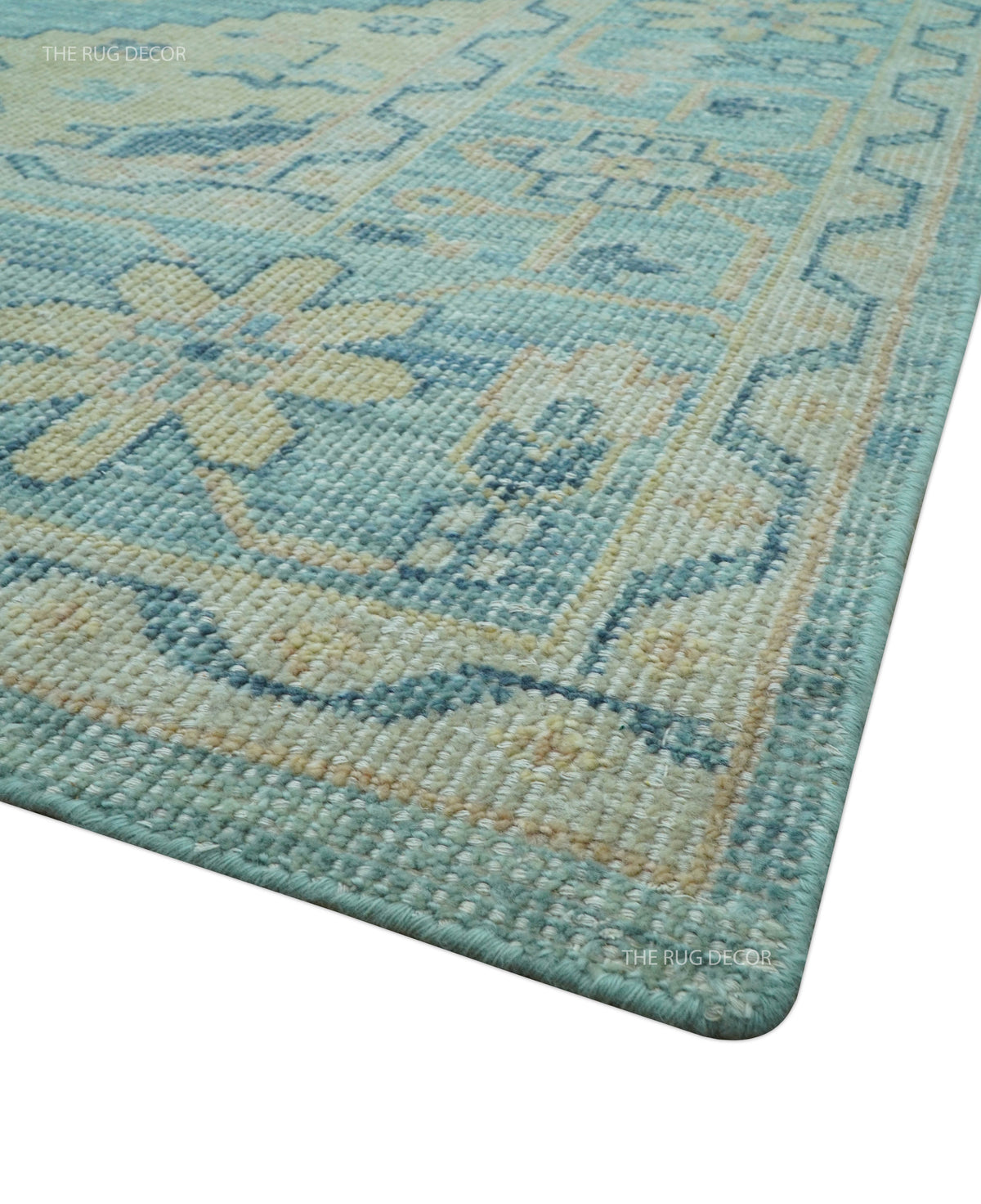 Custom Made Blue And Beige Turkish Design Hand knotted Wool Area Rug