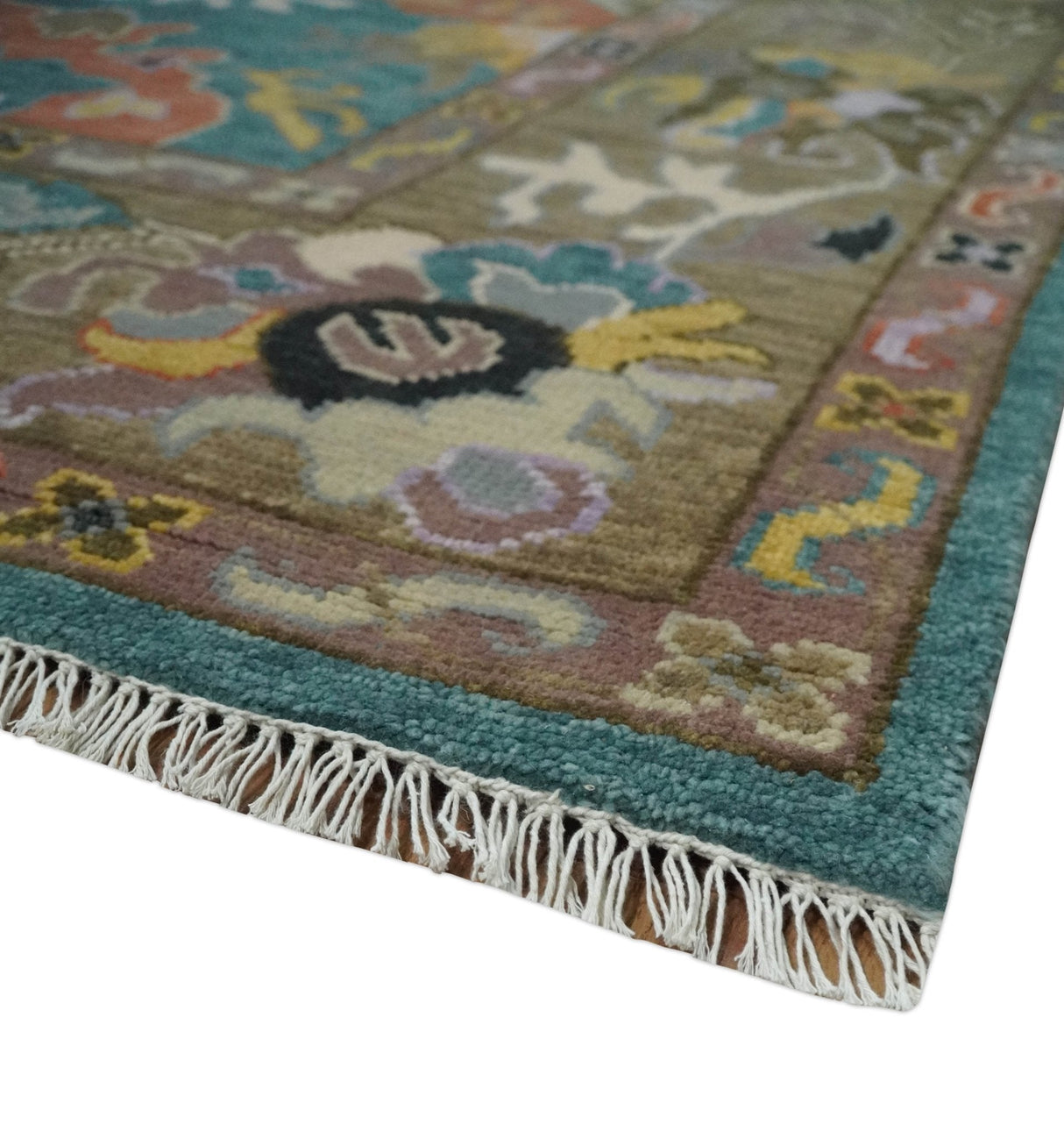 Custom Made Blue and Brown Colorful Multi Size Oushak wool Area Rug