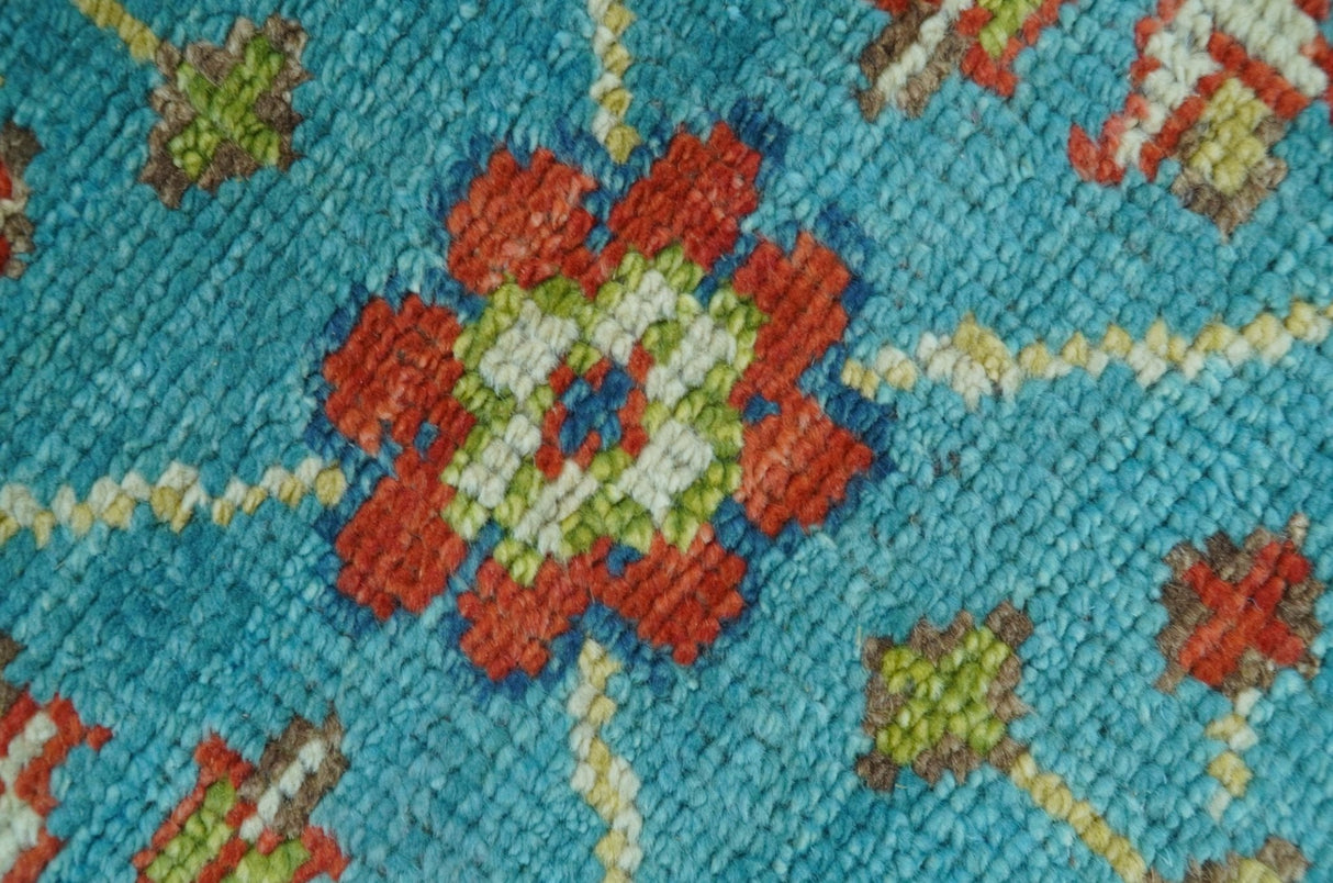 Custom Made Blue And Brown Traditional Floral Hand Knotted Wool Rug