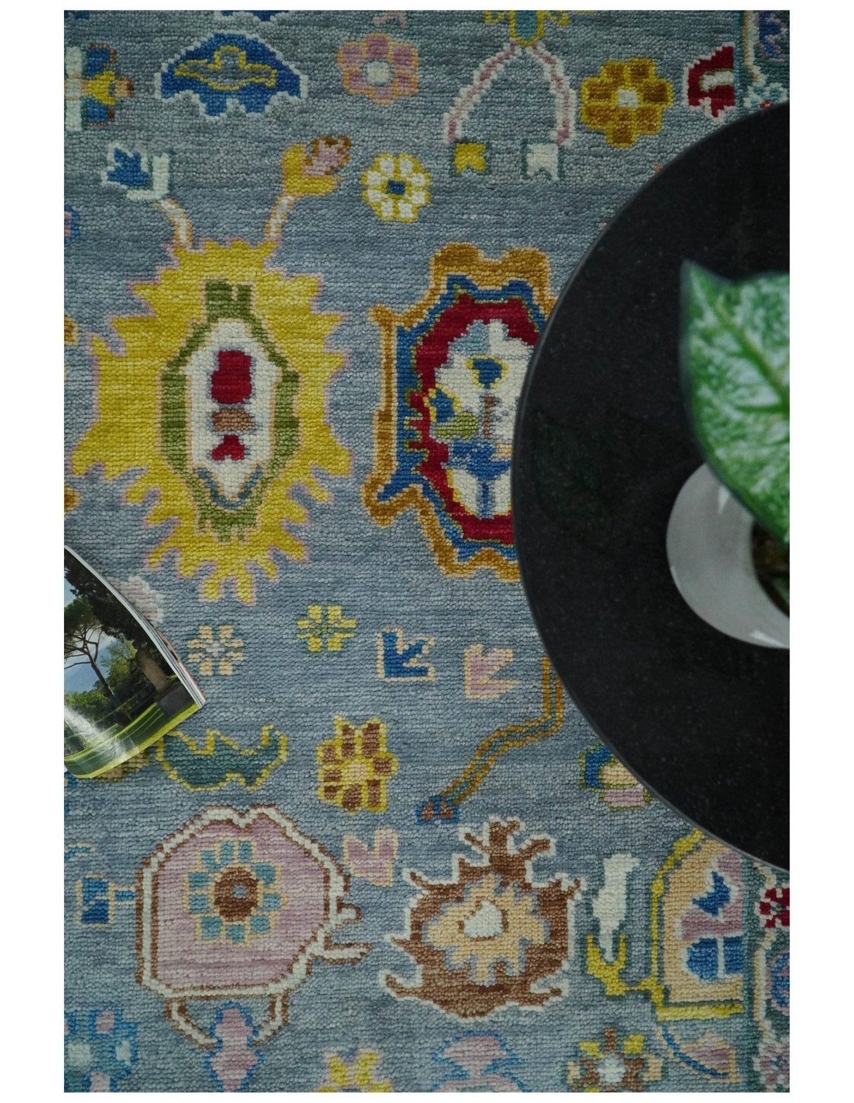Custom Made Blue and Ivory colorful Hand knotted Oushak wool Area Rug