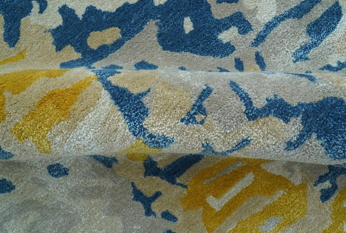 Custom Made Blue Modern Abstract Design Hand Tufted Area Rug