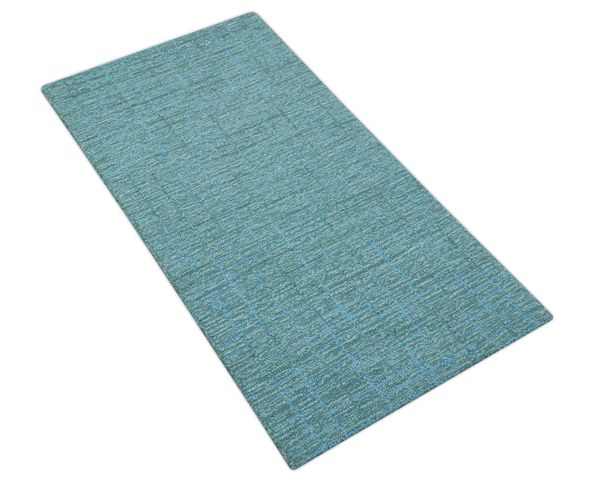 Custom Made Blue Modern Style Hand Tufted Wool Rug