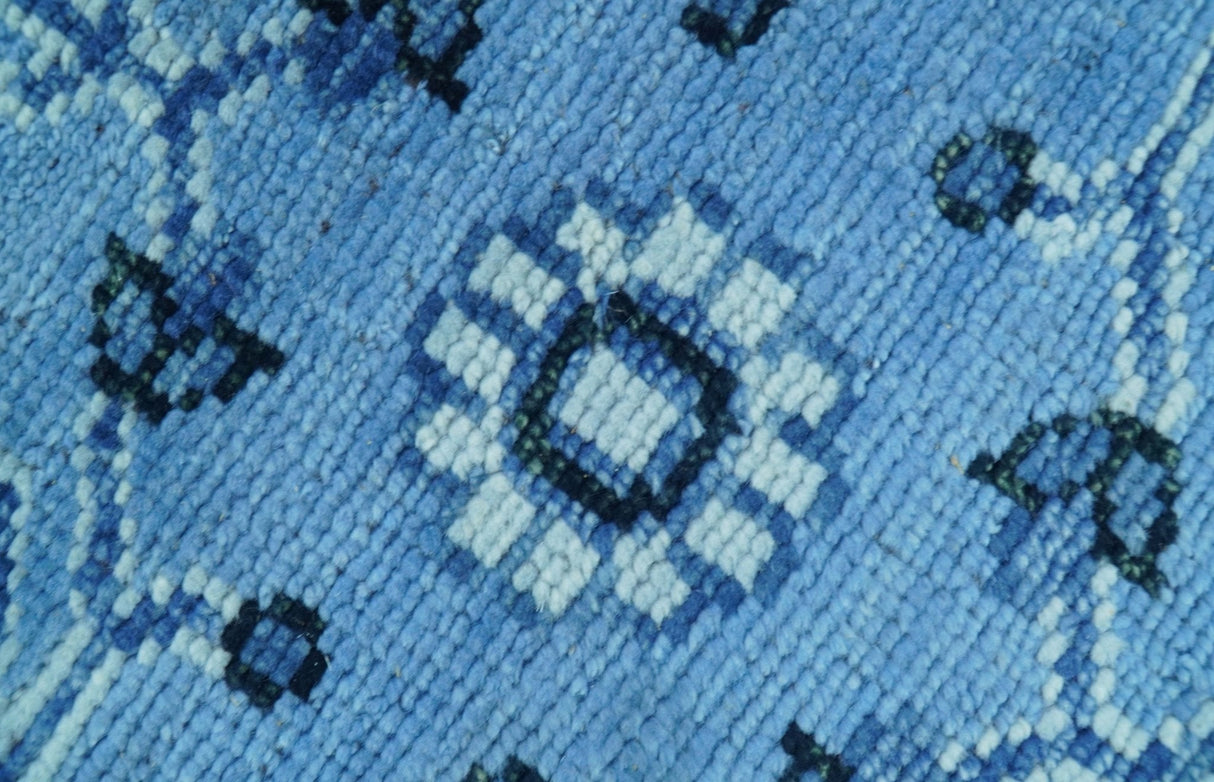 Custom Made Blue Traditional Persian Design Hand Knotted Wool Rug