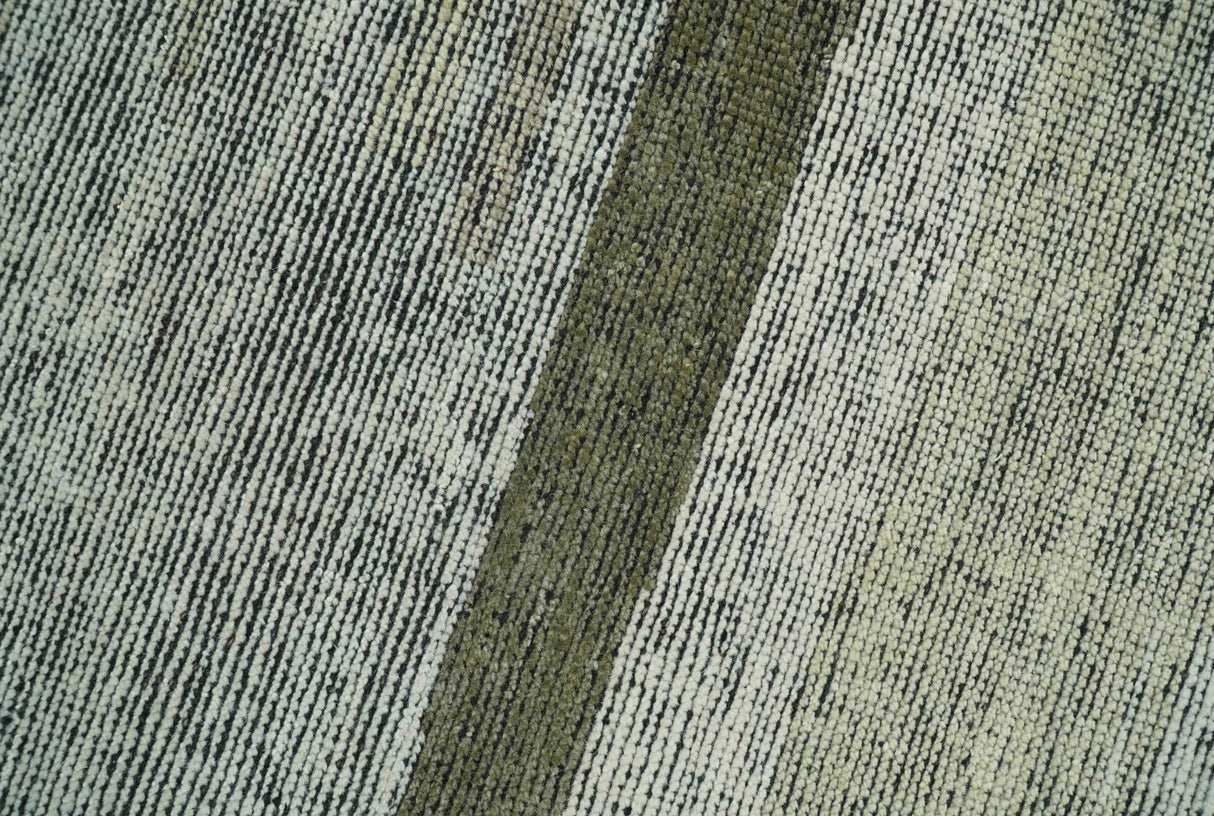 Custom Made Brown and Beige Contemporary Design Hand knotted Wool Area Rug