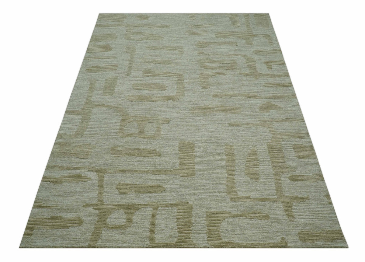 Custom Made brown And Ivory Modern Abstract Pattern Hand Tufted Wool Area Rug