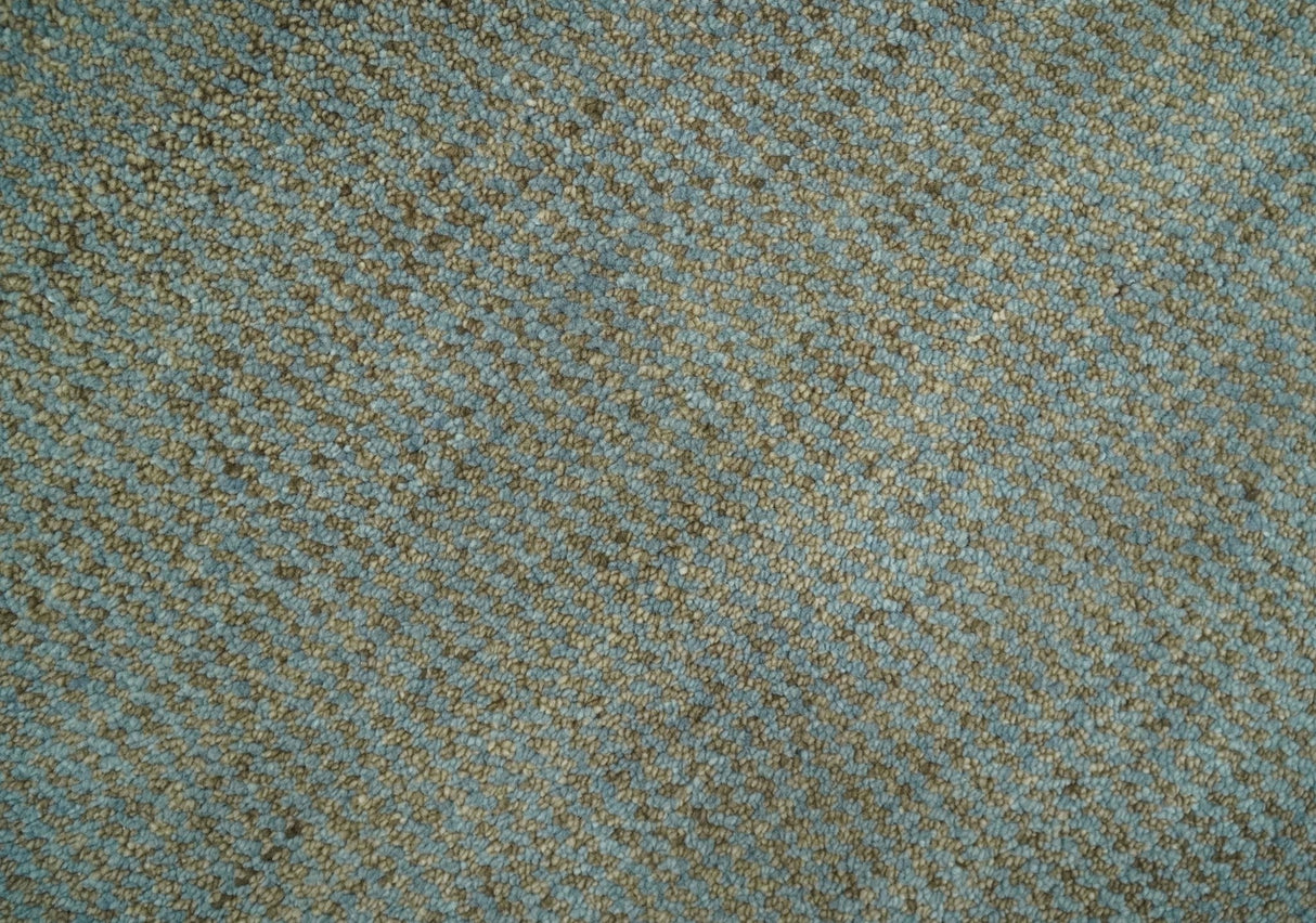 Custom Made Contemporary Blue and Brown Hand Knotted wool Area Rug