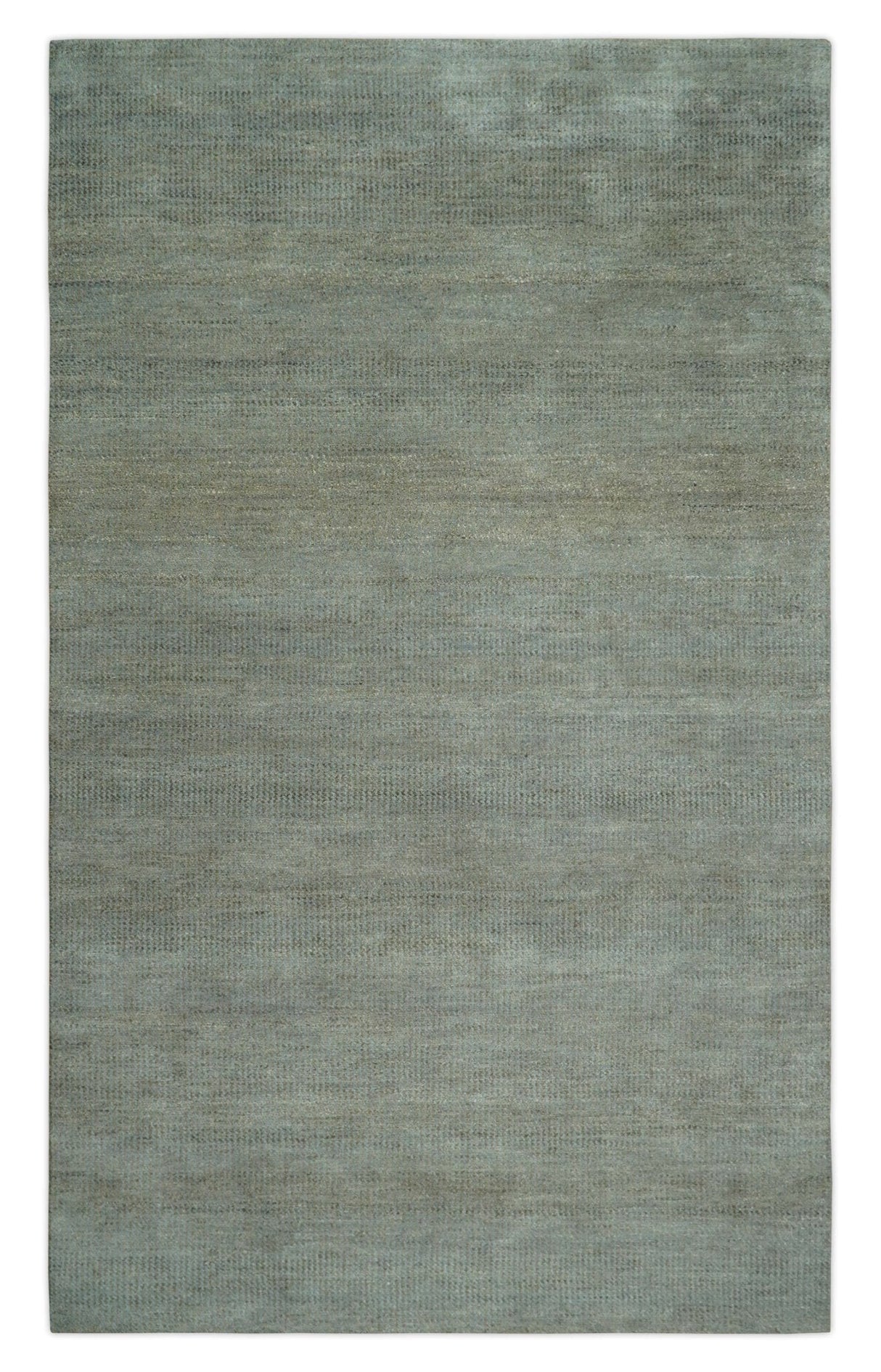Custom Made Contemporary Blue and Brown Hand Knotted wool Area Rug