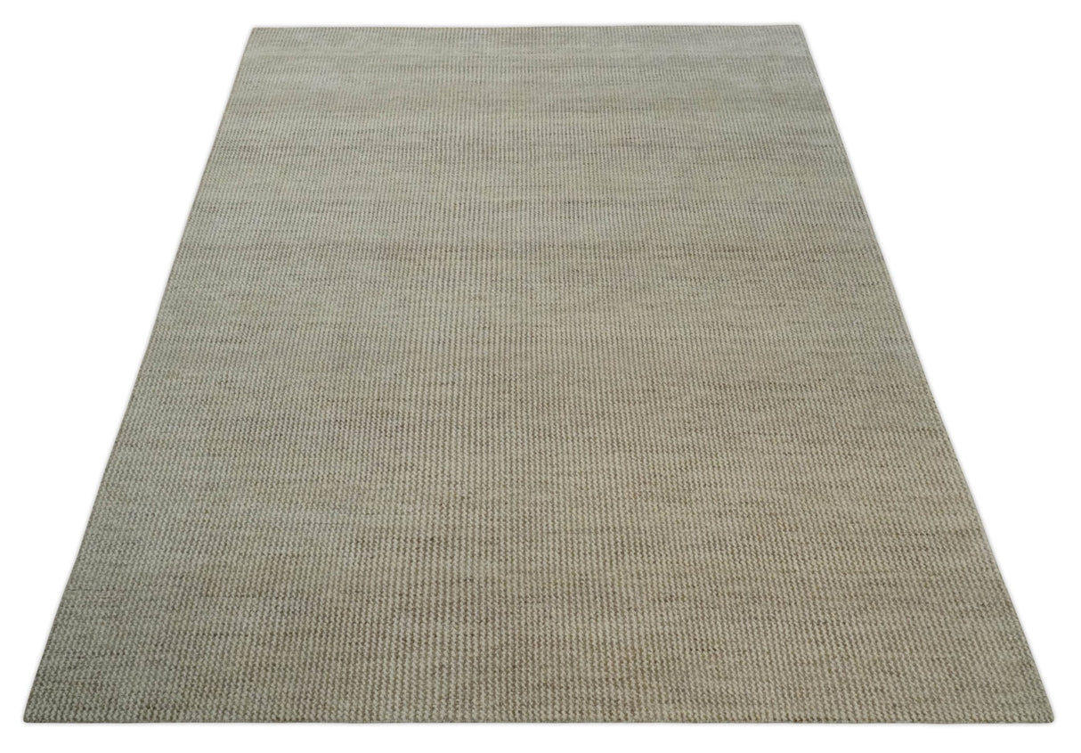 Custom Made Contemporary Brown and Ivory Hand Knotted Rug Area Rug
